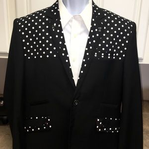 Men Black w/ White Polka Dots Blazer